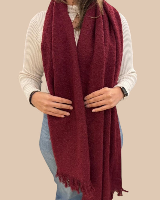 Maron boklit mohair scarf-شال نبيتى موهير بوكلت