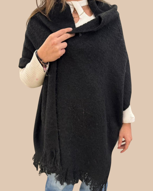 Black boklit mohair scarf-شال اسود موهير بوكلت
