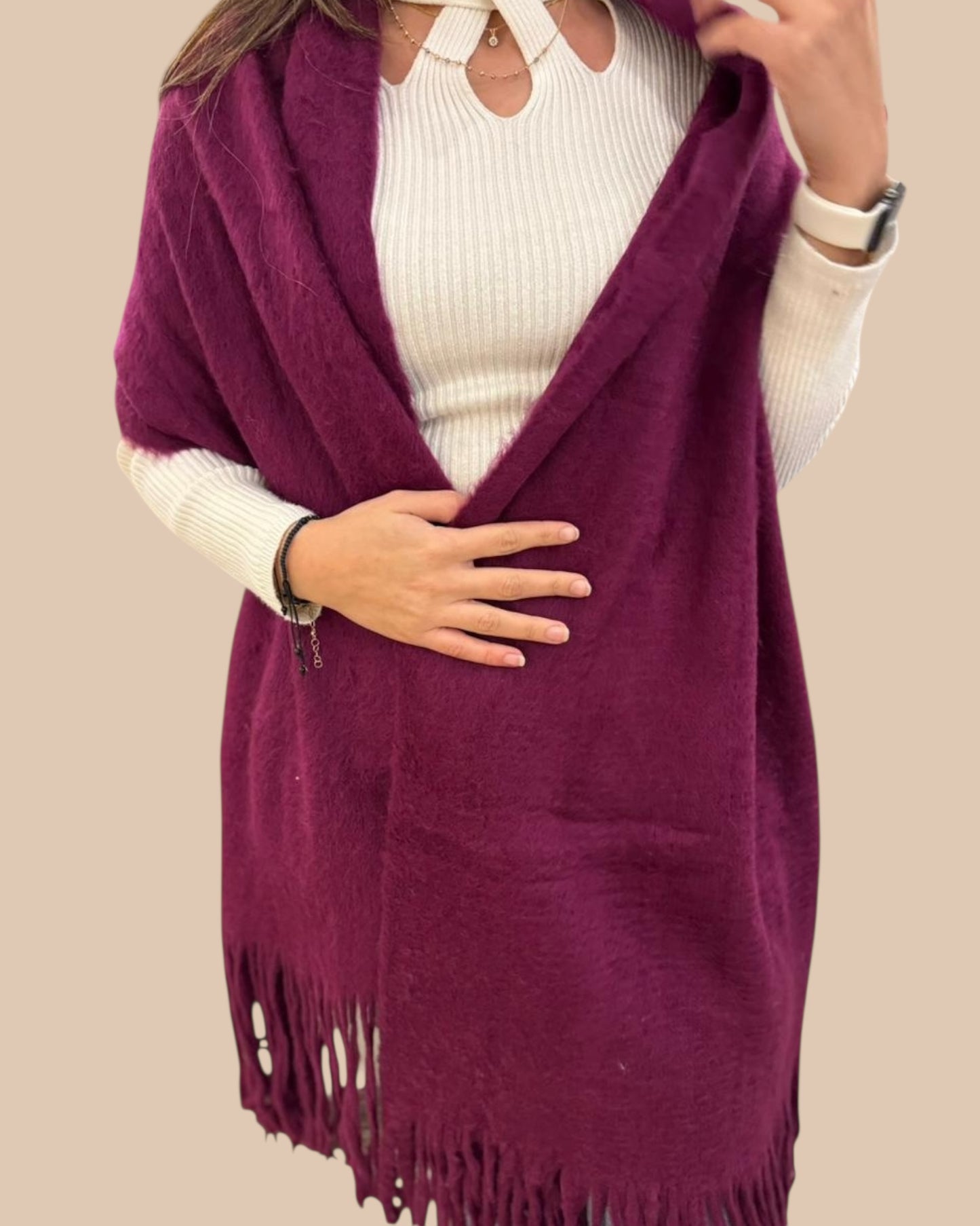 Long trico mohair scarf-شلات تريكو ساده