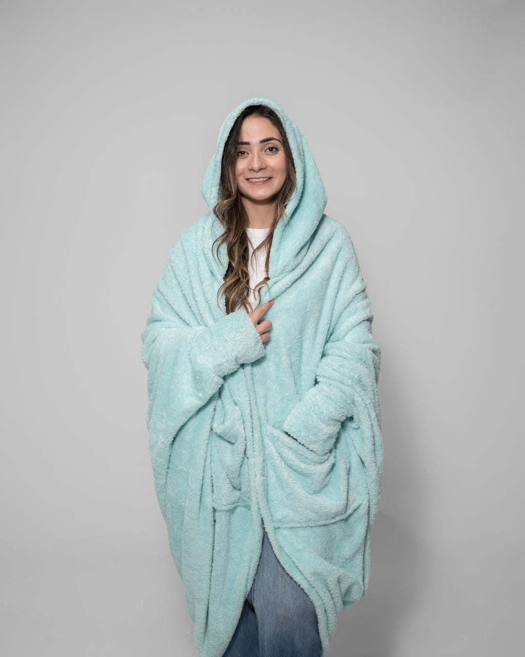 Aqua Blue Blanket Robe