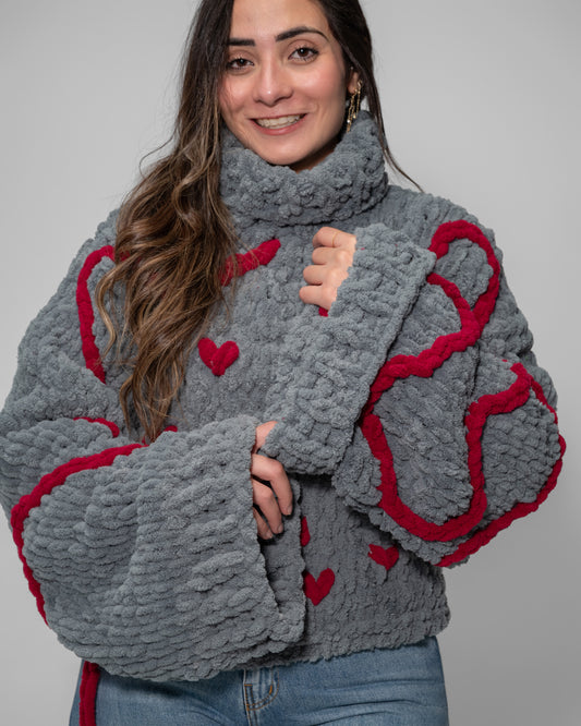 Heartline Cozy Fluffy Sweater – Handcrafted Edition