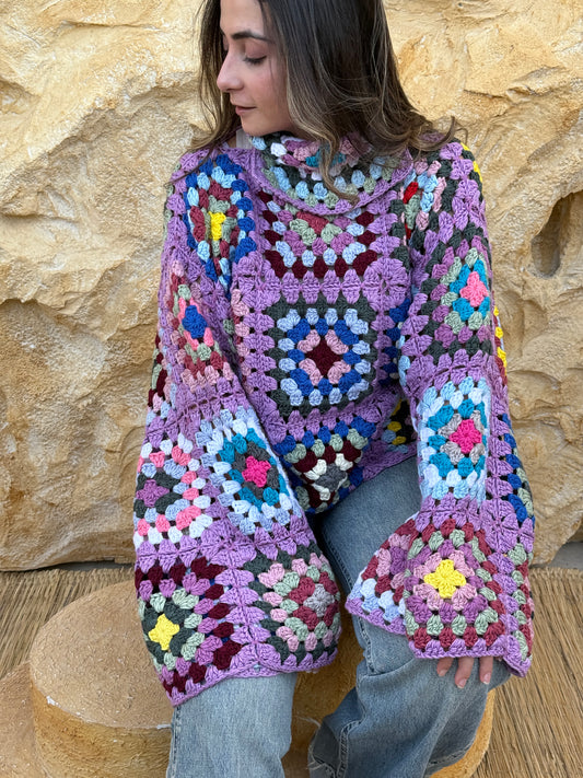 Handmade Colorful Crochet Oversized Sweater