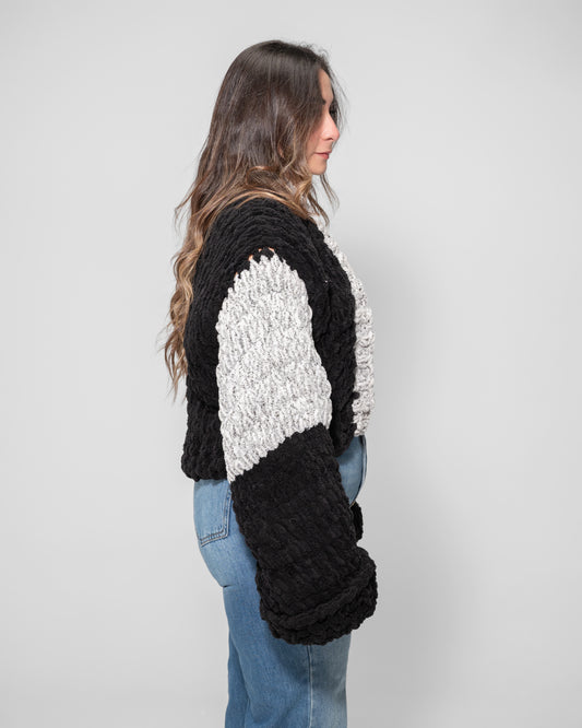 Twotone cropped cardigan